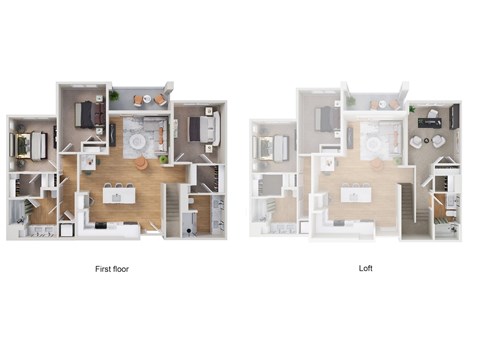 A floor plan of a house showing the first floor and loft.
